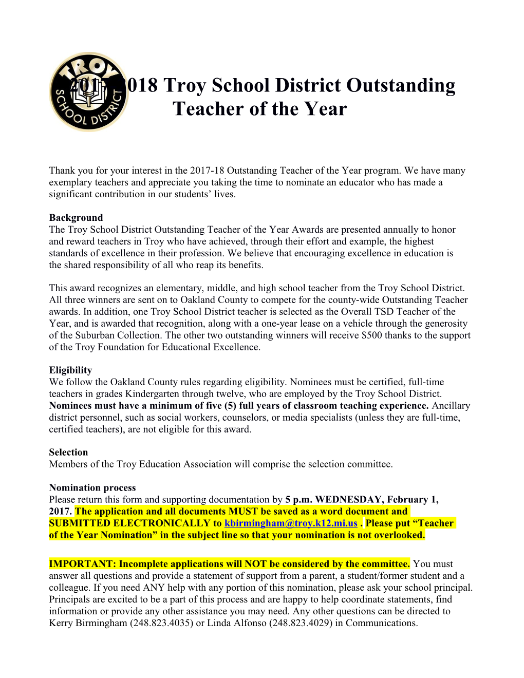 2009-10 Teacher of the Year Nomination Form 2