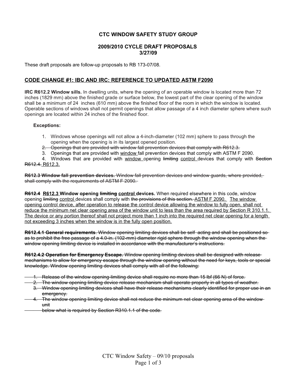 2009 2010 Child Window Safety SG Draft Proposals