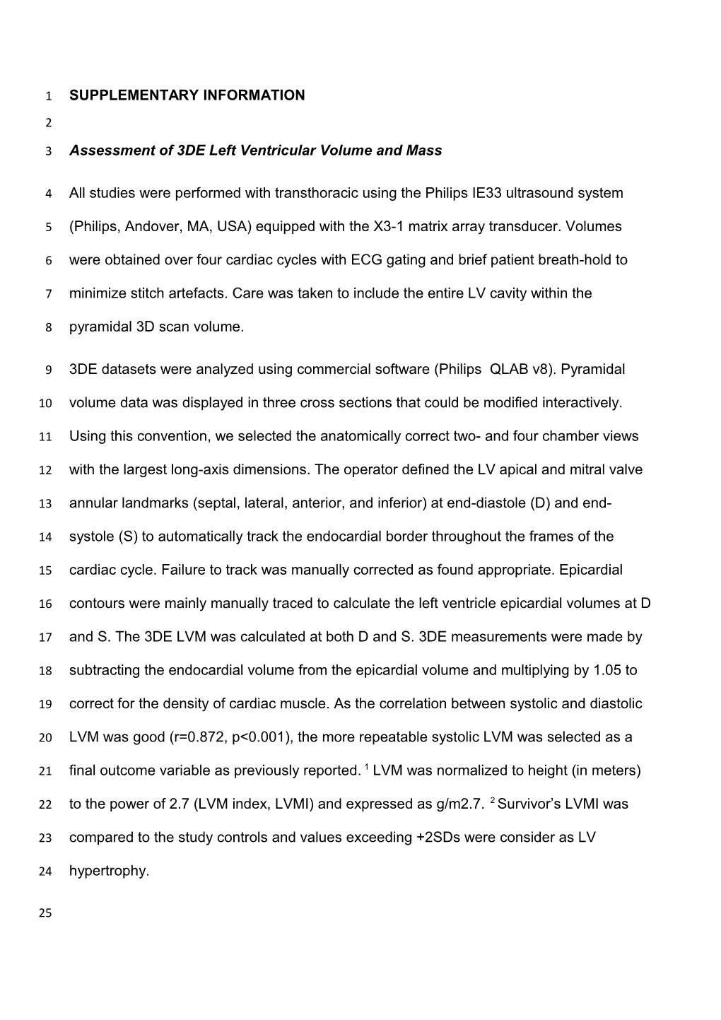 Assessment of 3DE Left Ventricular Volume and Mass