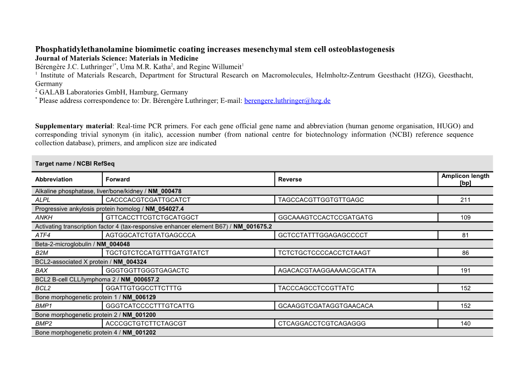 Phosphatidylethanolamine Biomimetic Coating Increases Mesenchymal Stem Cell Osteoblastogenesis