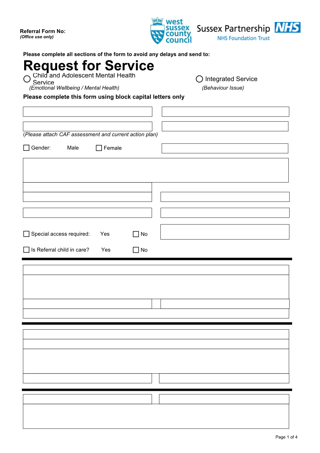 Please Complete This Form Using Block Capital Letters Only