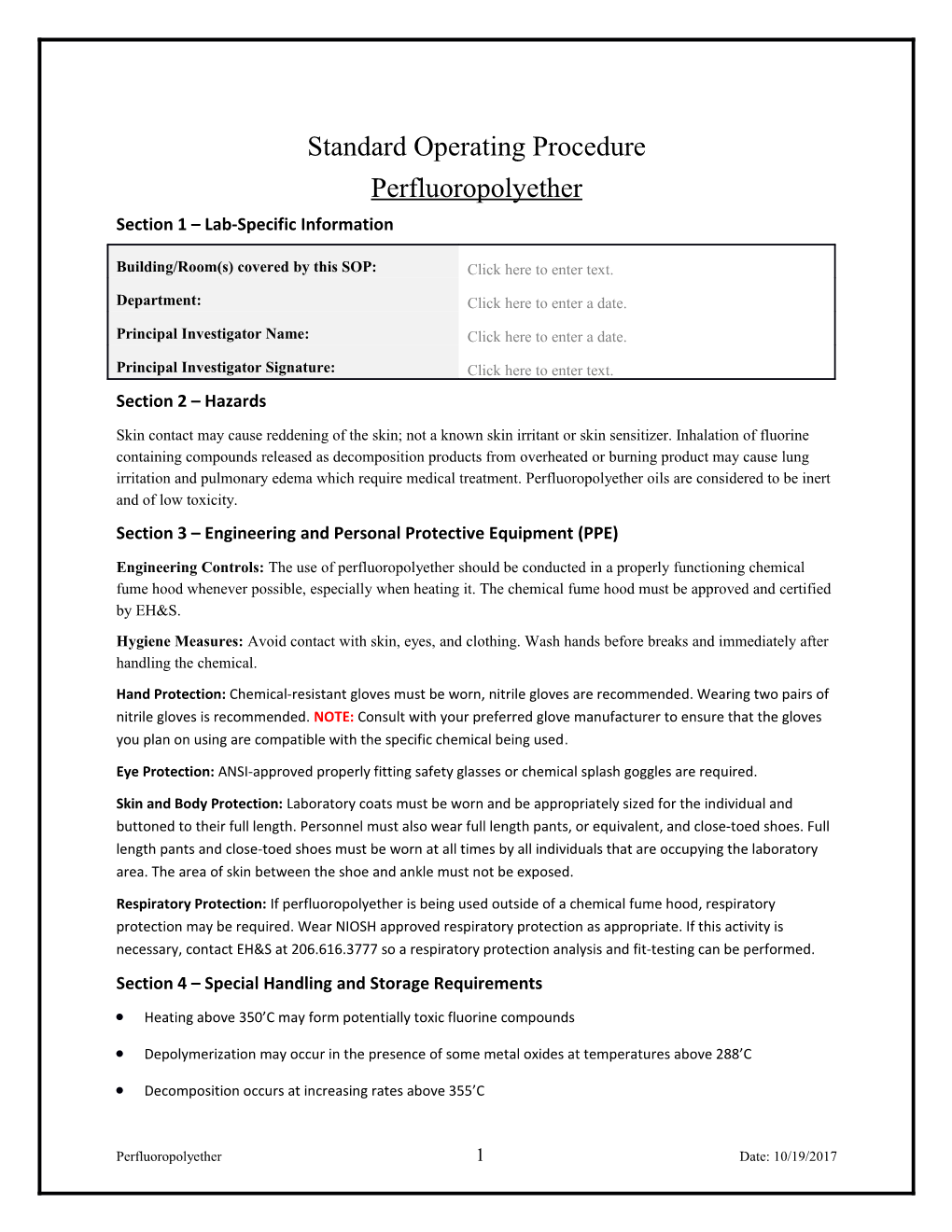 Section 1 Lab-Specific Information