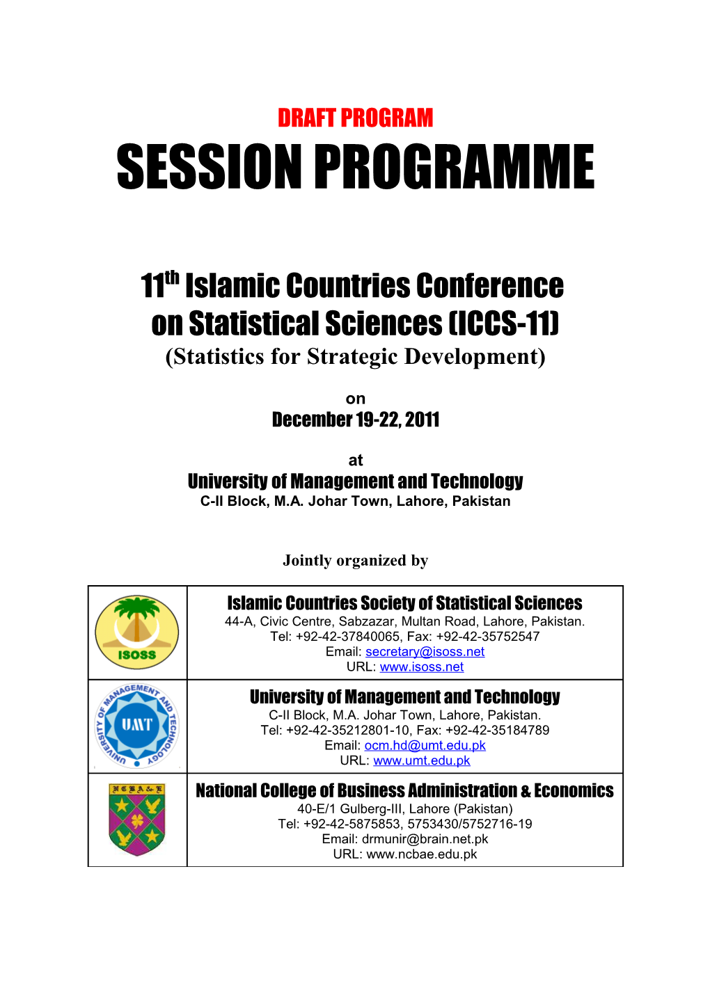 11Th Islamic Countries Conference on Statistical Sciences (ICCS-11)