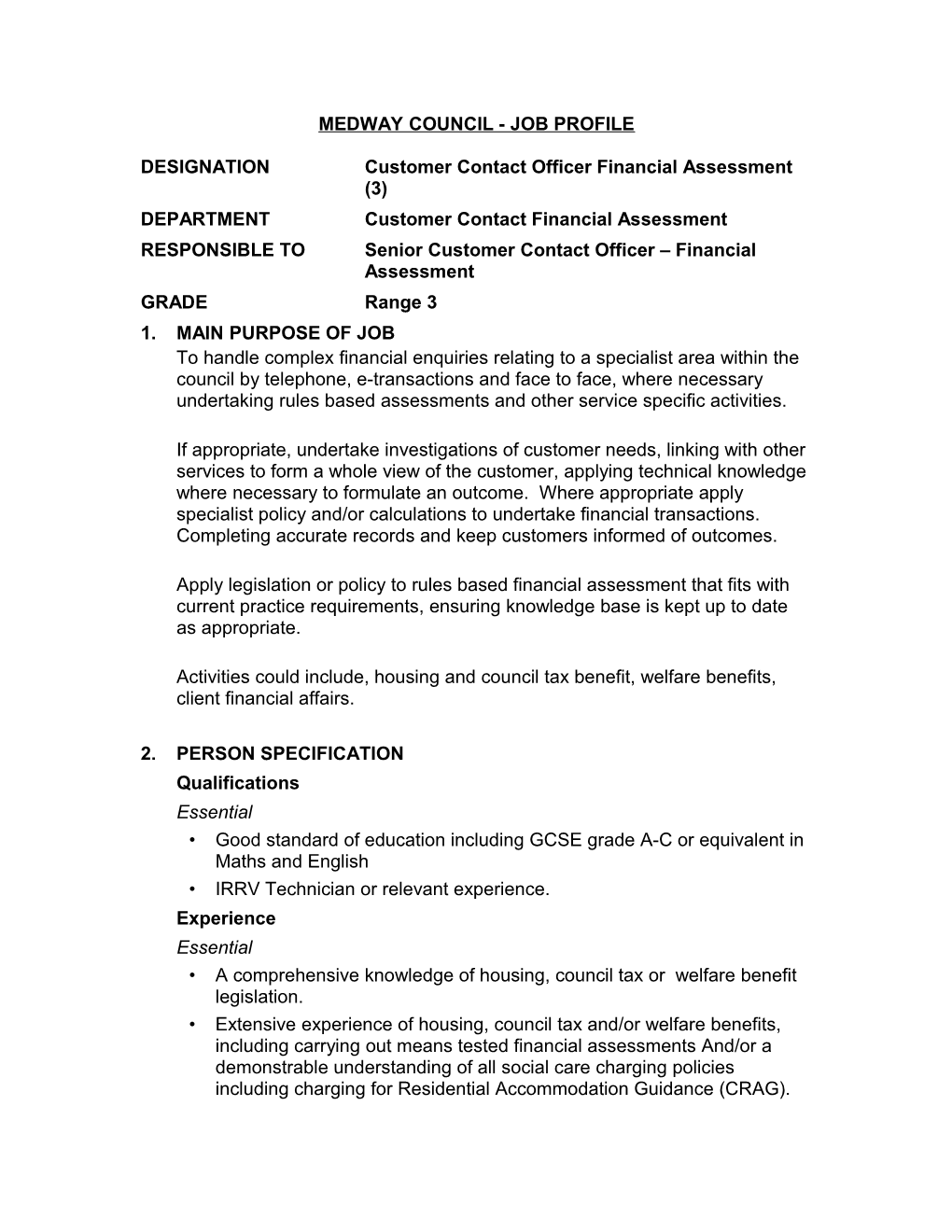 Medway Council - Job Profile