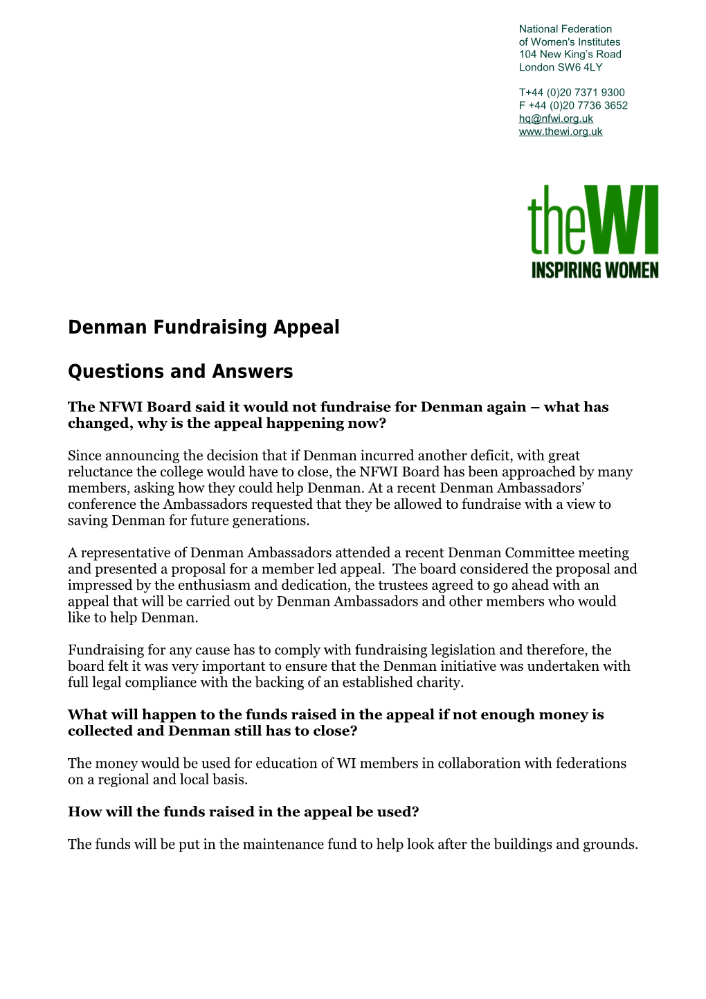 Denman Fundraising Appeal