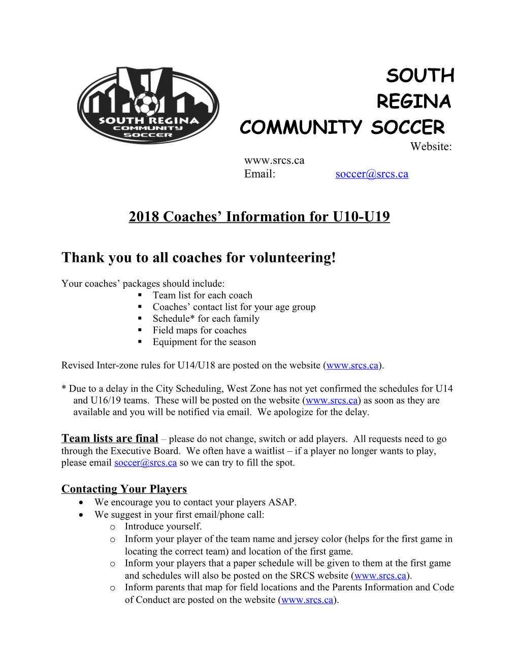 Coaches Clinic Speaker Notes