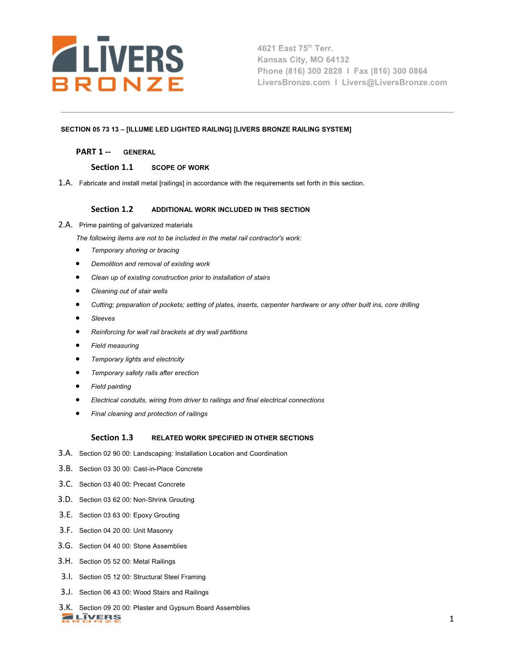 Section 05 73 13 Illume Led Lighted Railing Livers Bronze Railing System