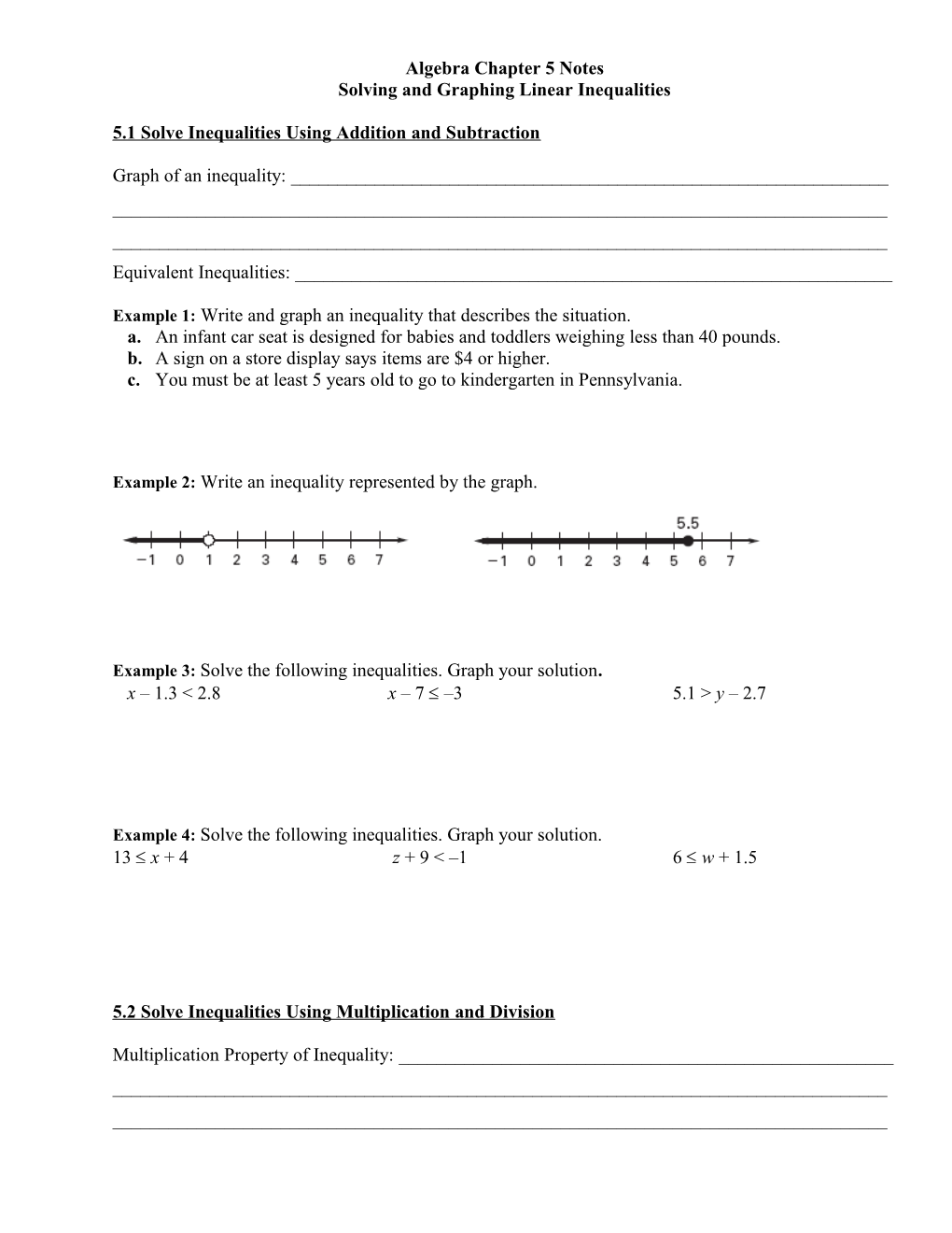 Solving and Graphing Linear Inequalities