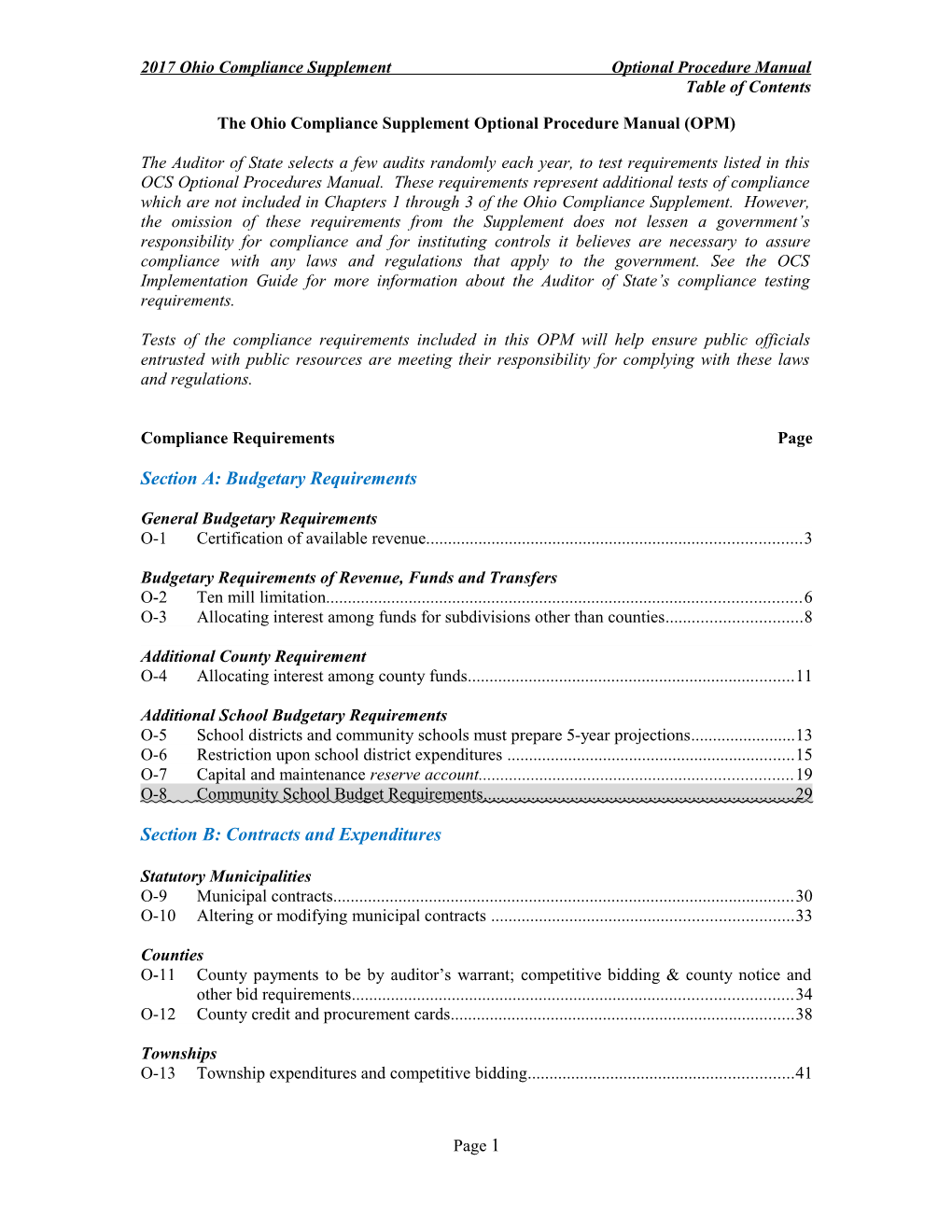 2017 Ohio Compliance Supplementoptional Procedure Manual