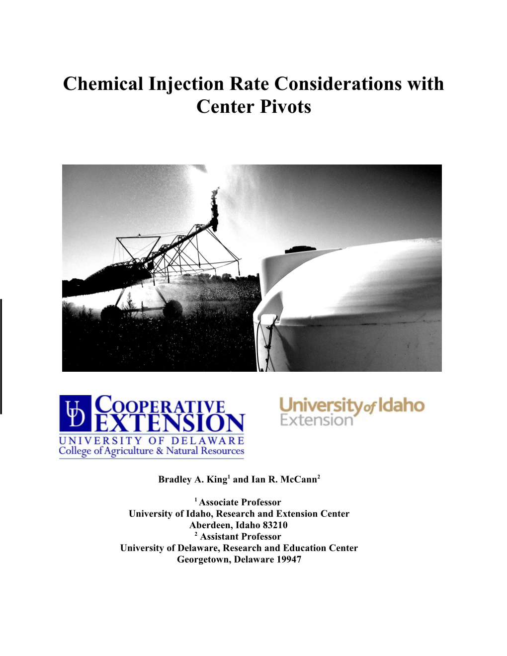 Chemical Injection Rate Considerations with Center Pivots