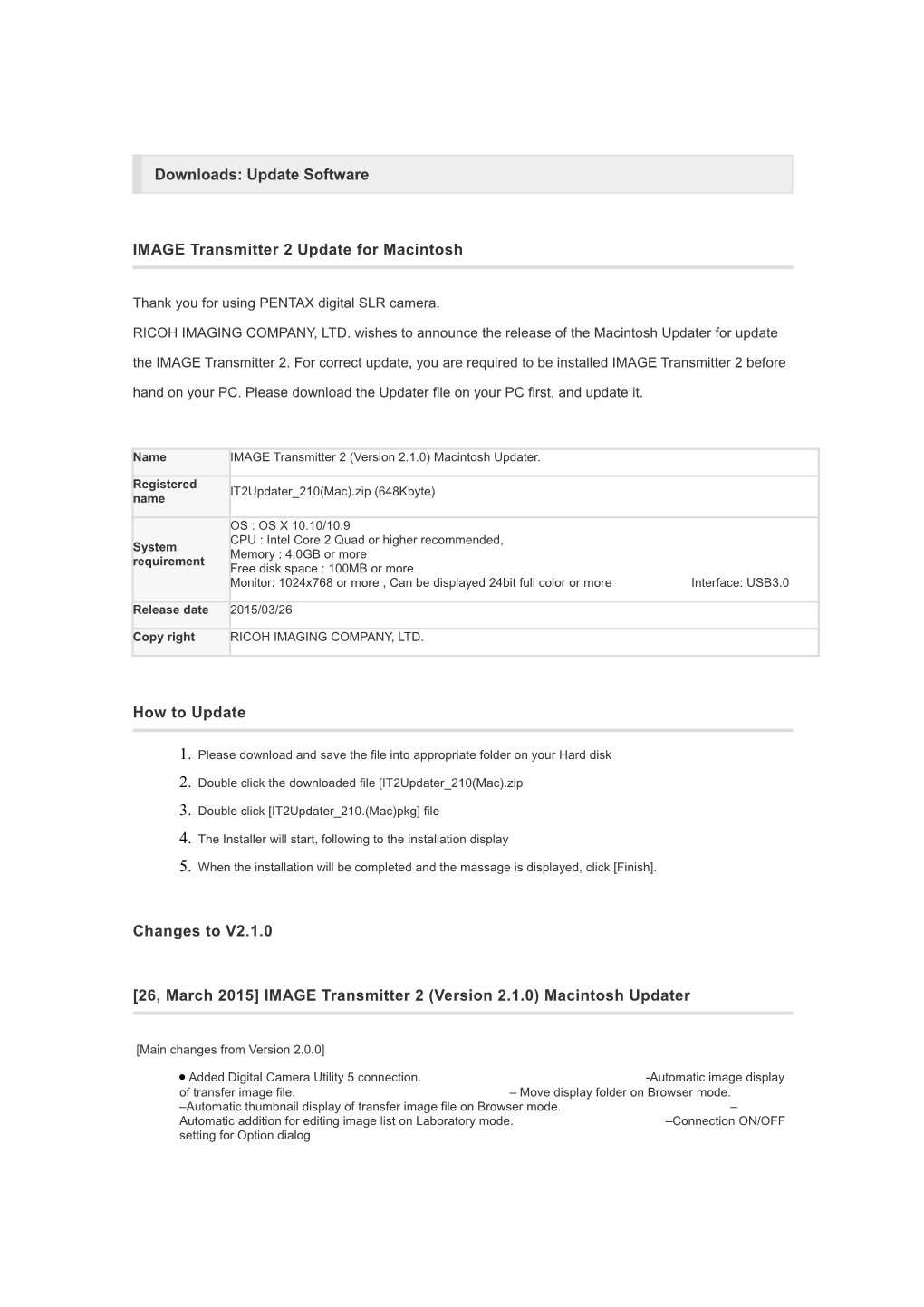 IMAGE Transmitter 2 Update for Macintosh