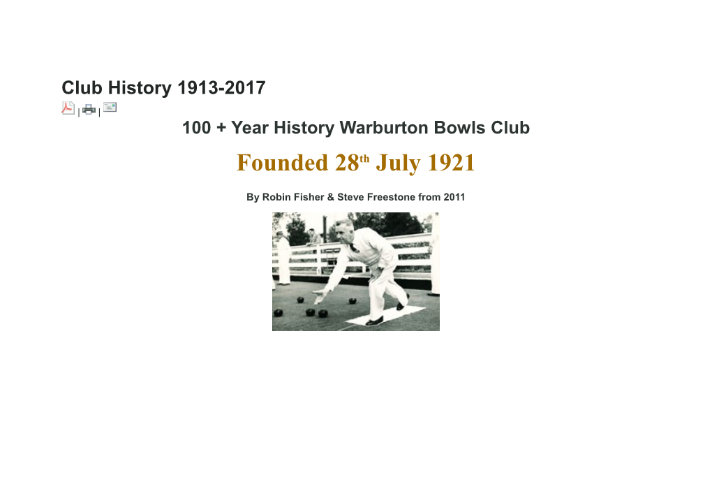 100-Year History Warburton Bowls Club