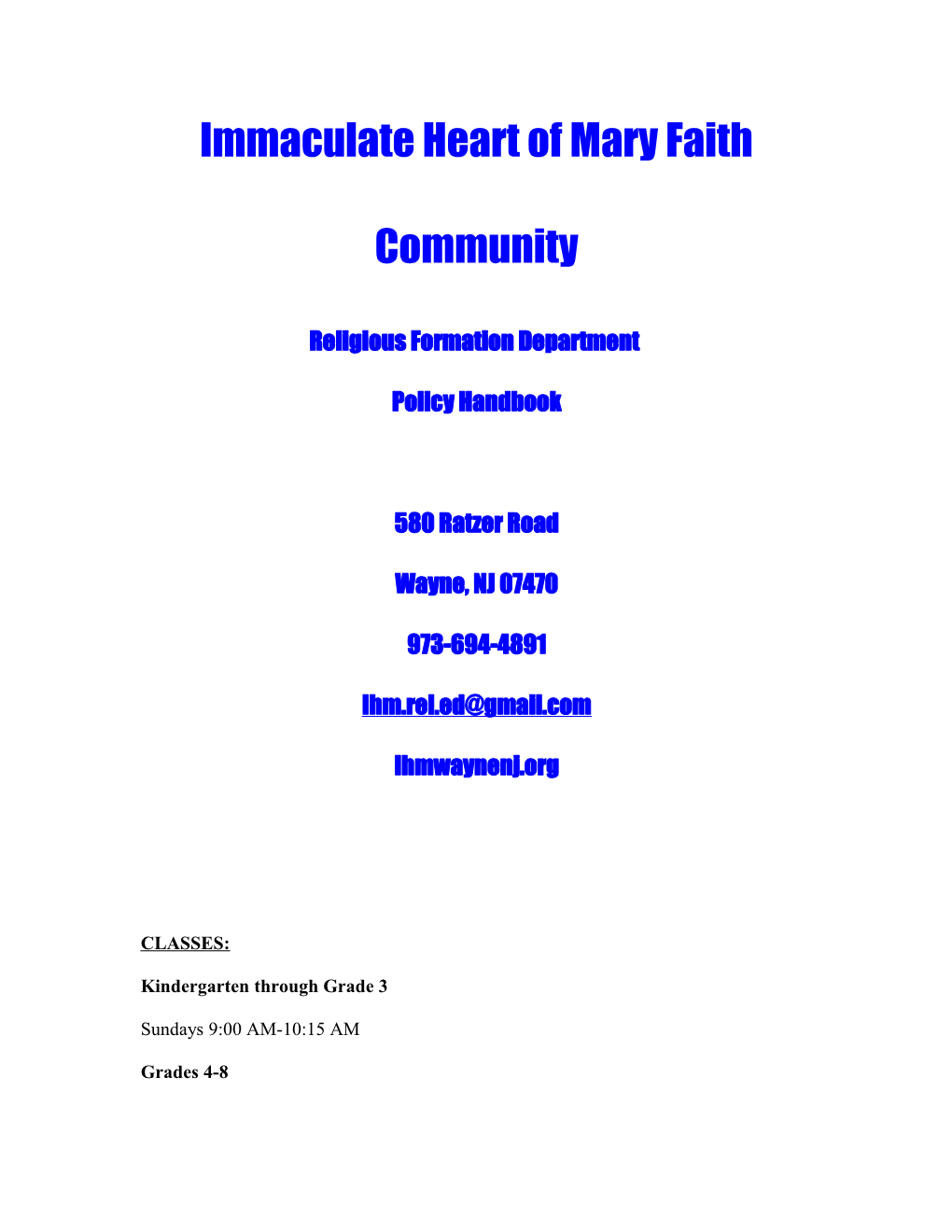 Immaculate Heart of Mary Faith Community