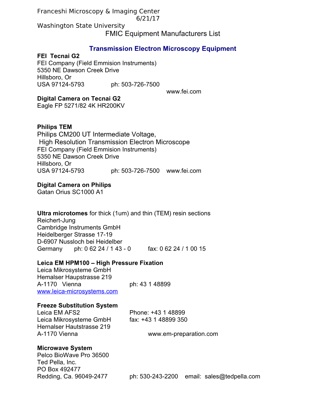 Transmission Electron Microscopy Equipment