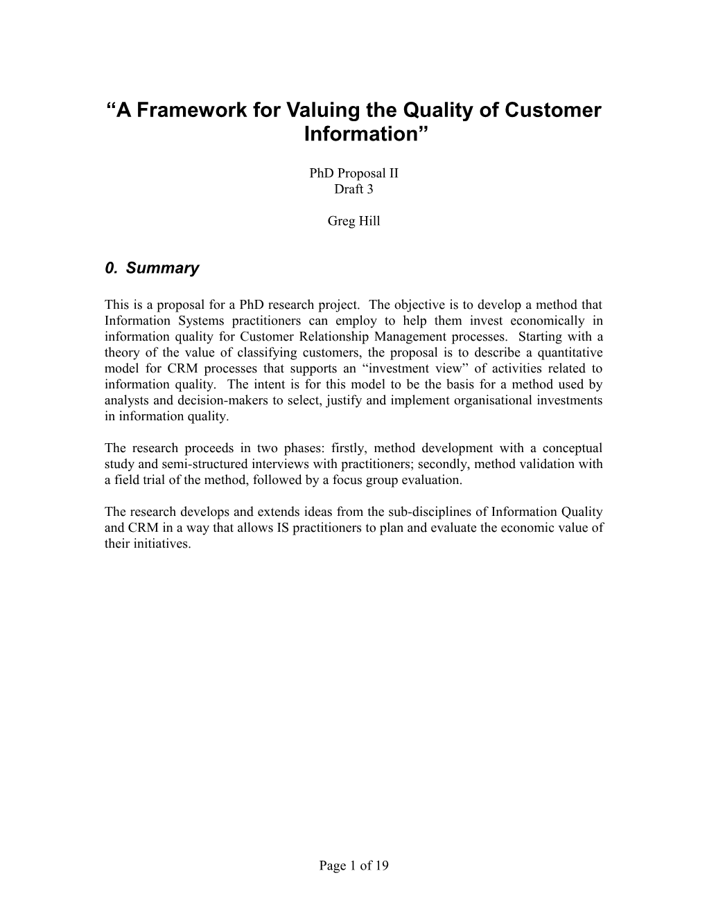 A Framework for Valuing the Quality of Customer Information