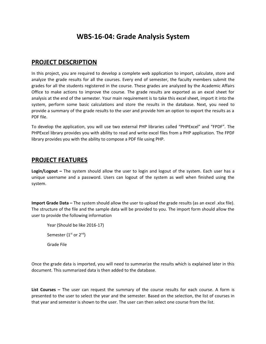 WBS-16-04: Grade Analysis System