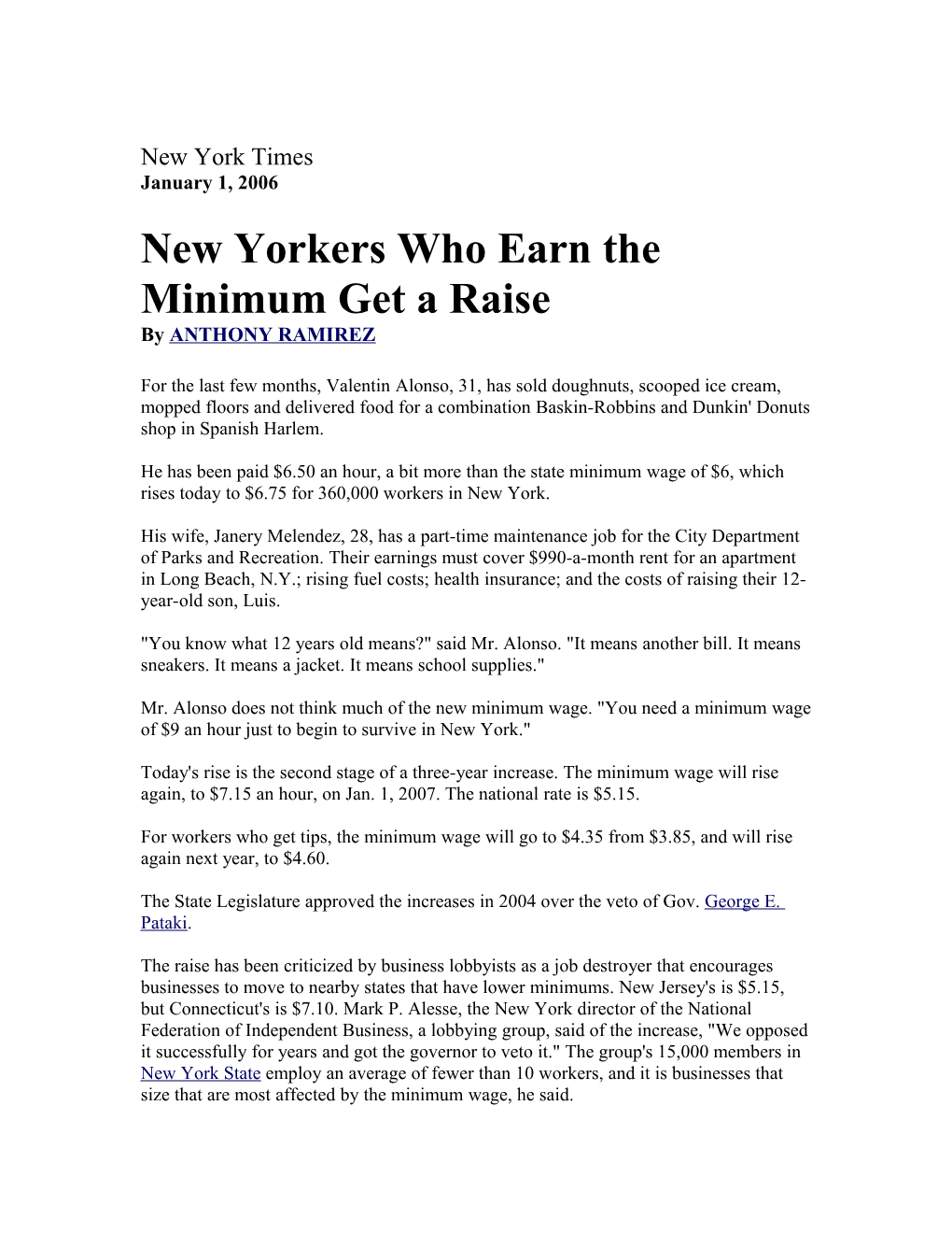 New Yorkers Who Earn the Minimum Get a Raise