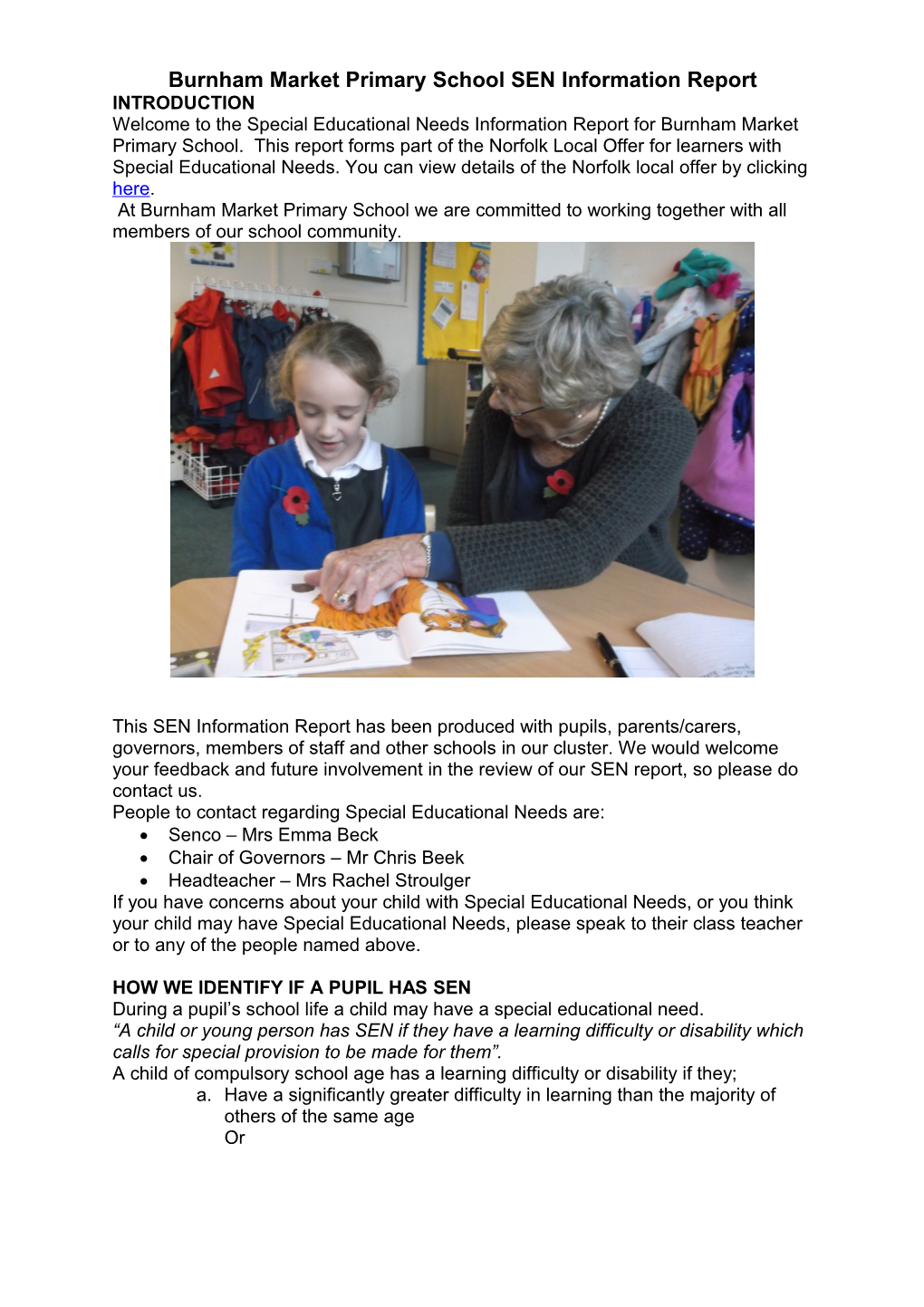 Burnham Market Primary School SEN Information Report