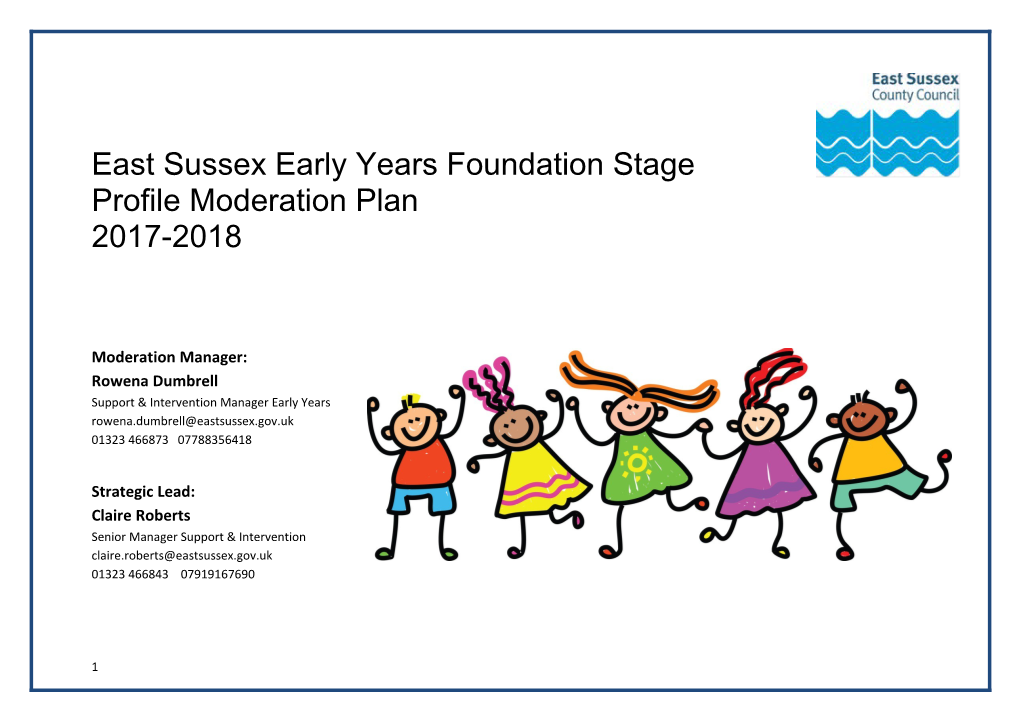 East Sussex Early Years Foundation Stage Profile Moderation Plan