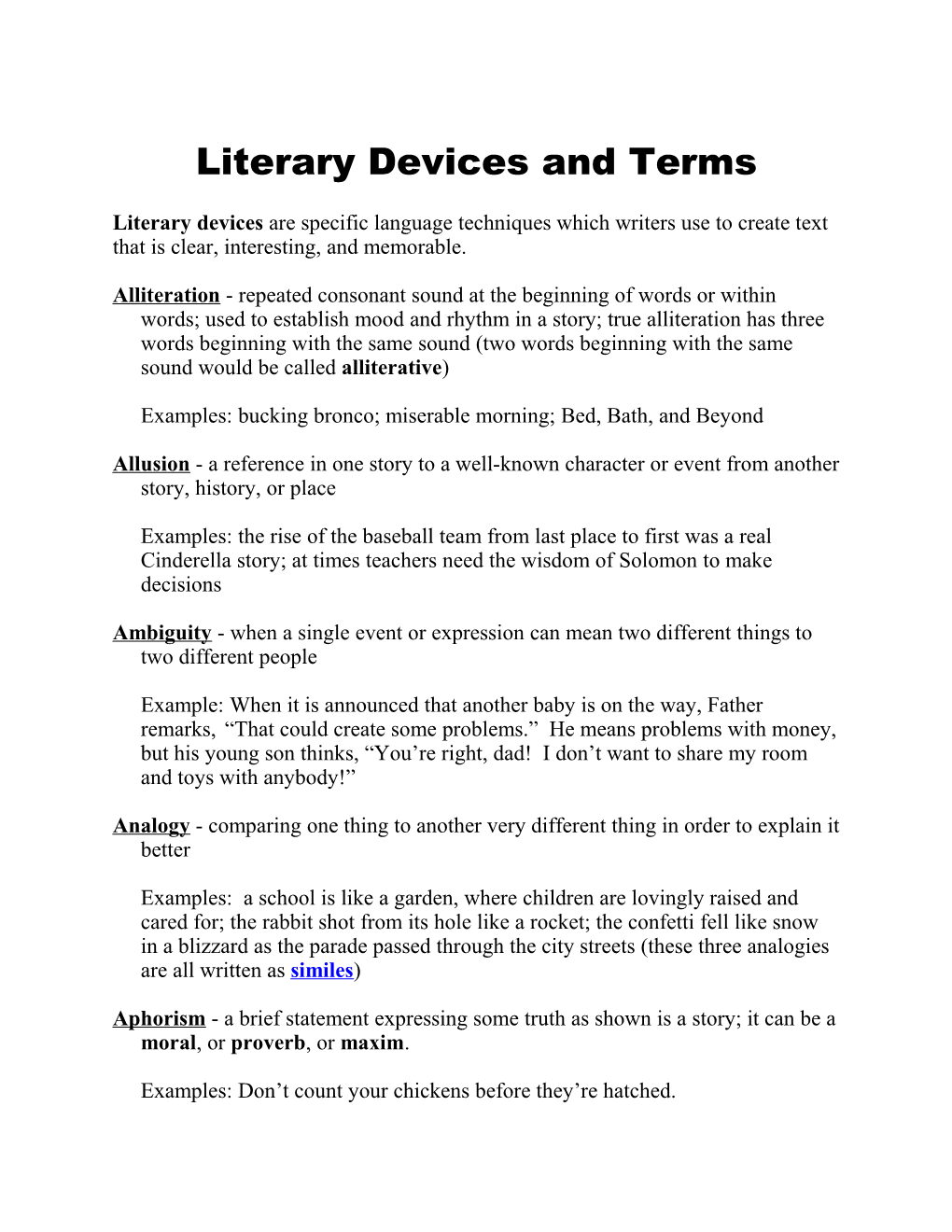 Literary Devices and Terms