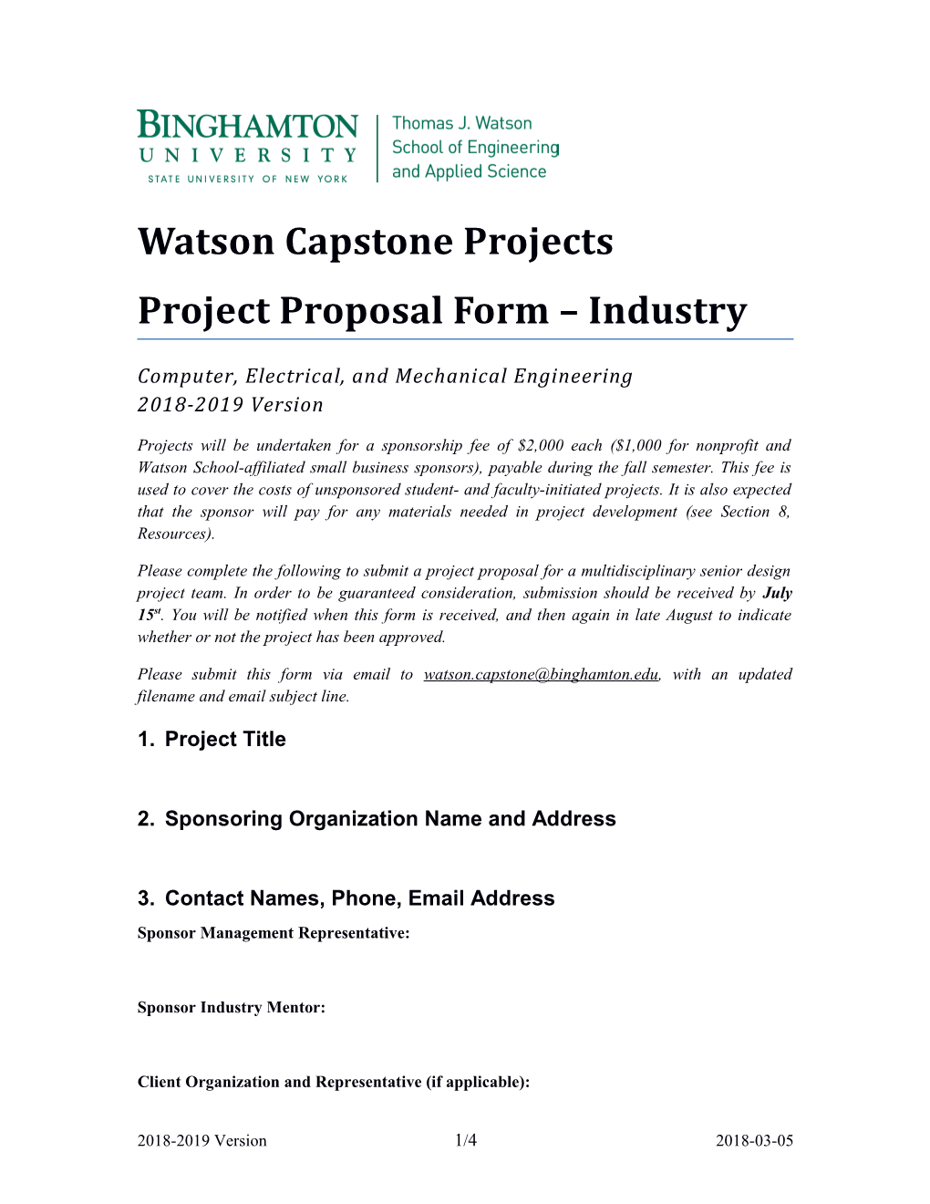 Watson Capstone Projects Project Proposal