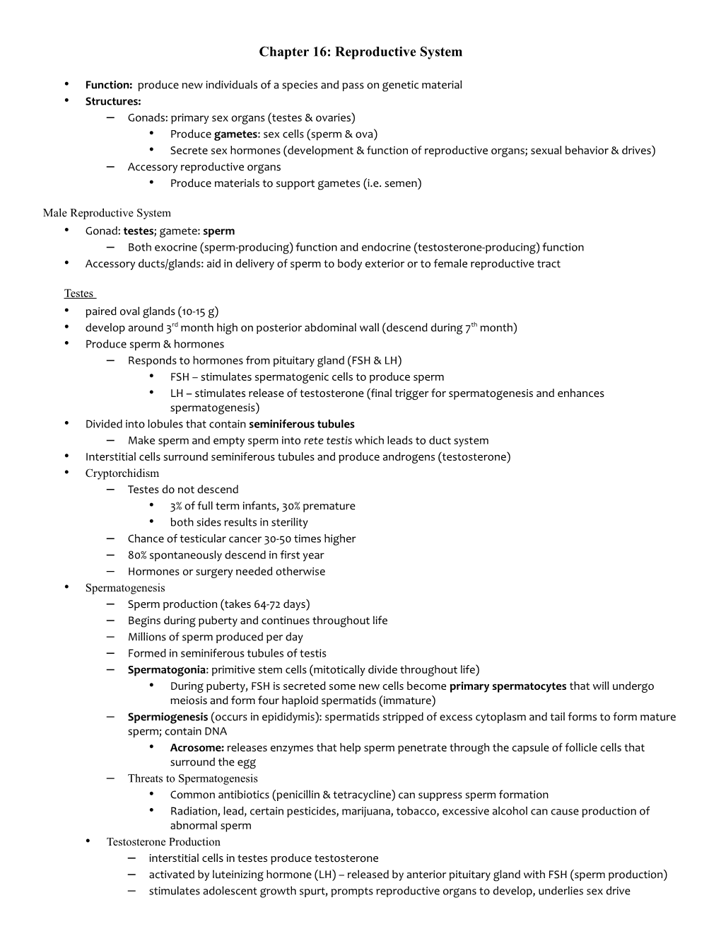 Chapter 16: Reproductive System
