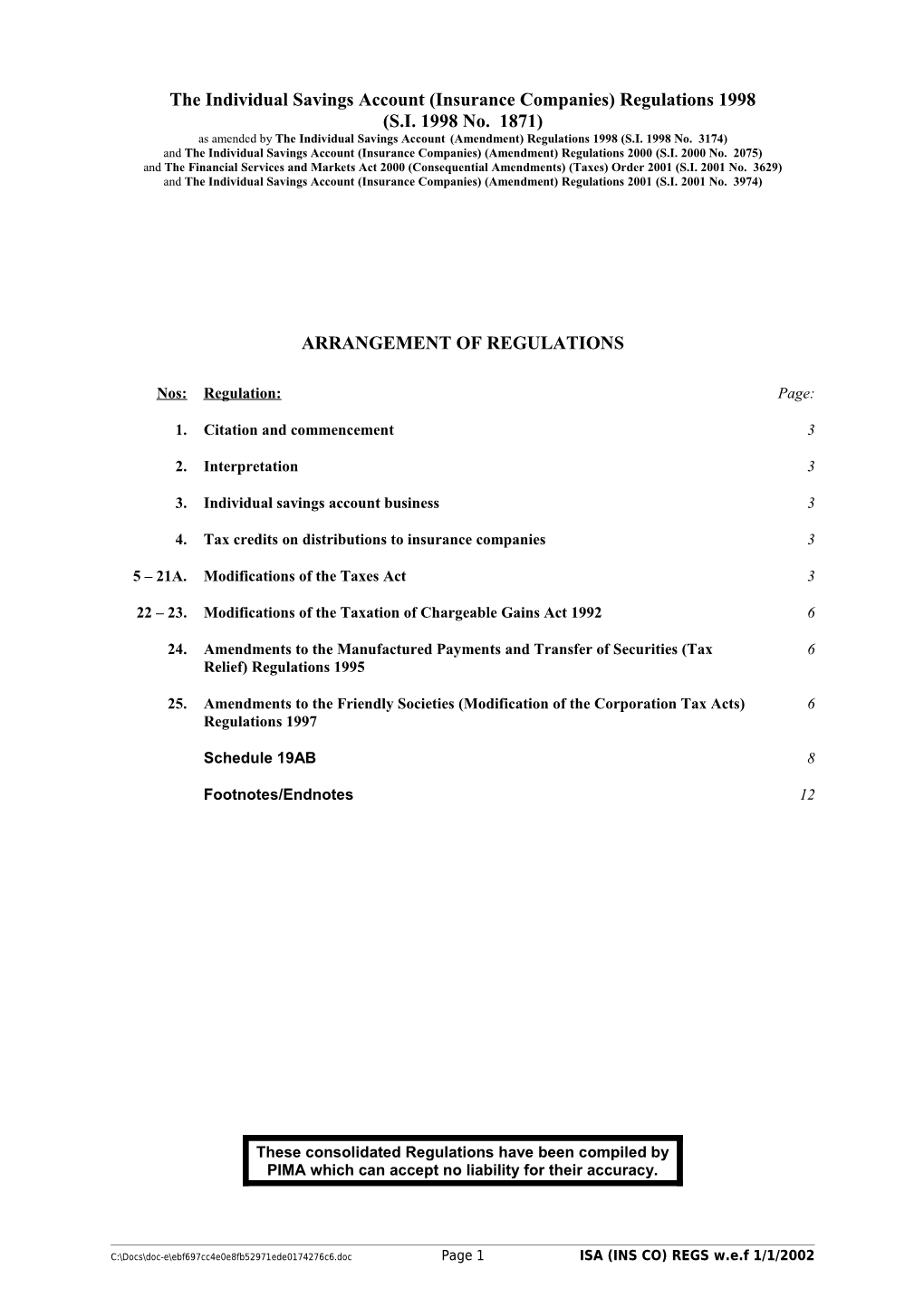 The Individual Savings Account (Insurance Companies) Regulations 1998