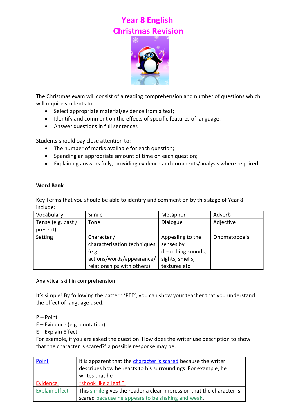 Year 8 Exam Preparation