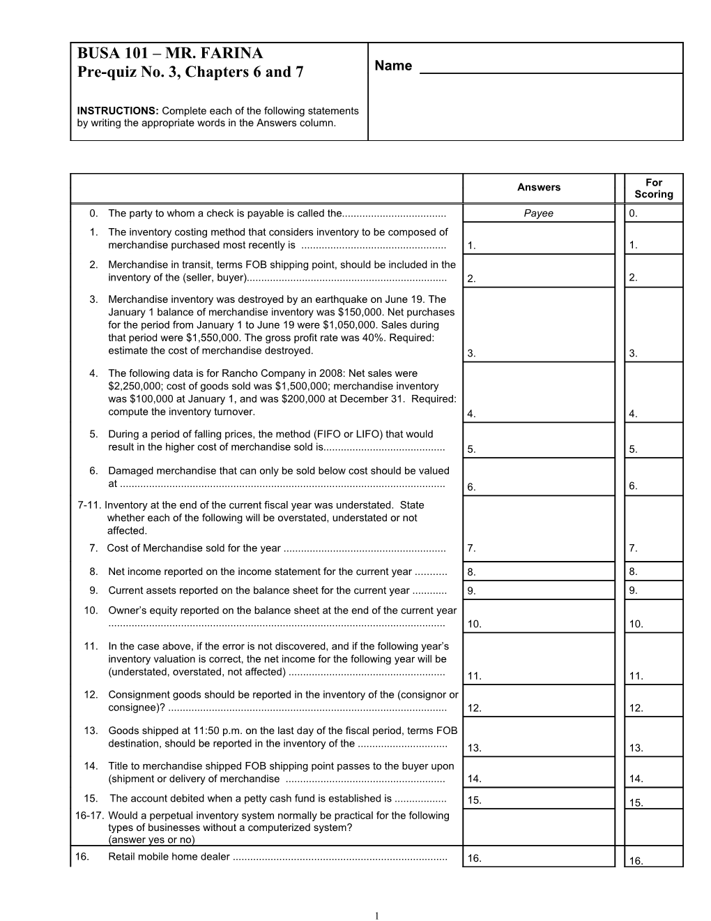 Problem Bank Reconciliation