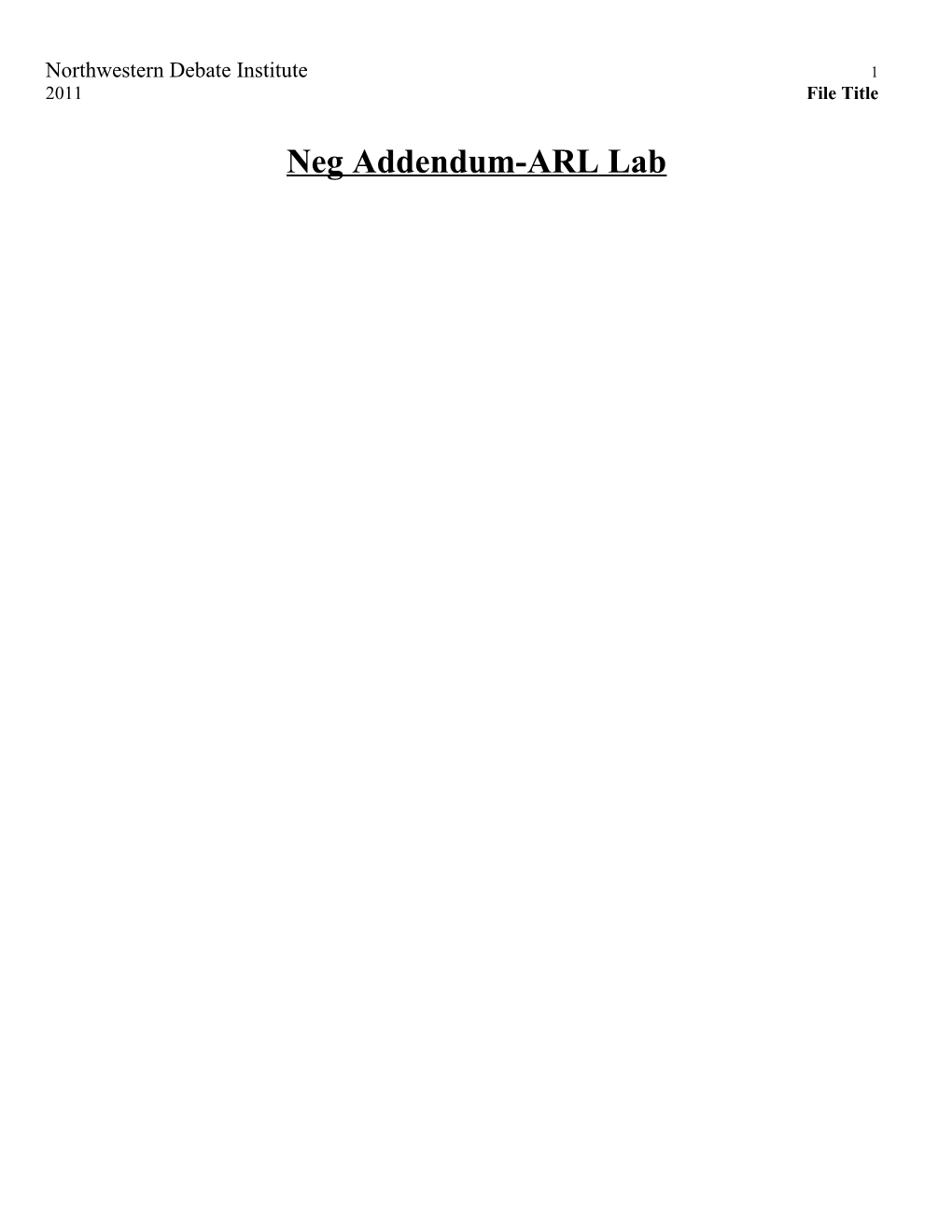 Neg Addendum-ARL Lab