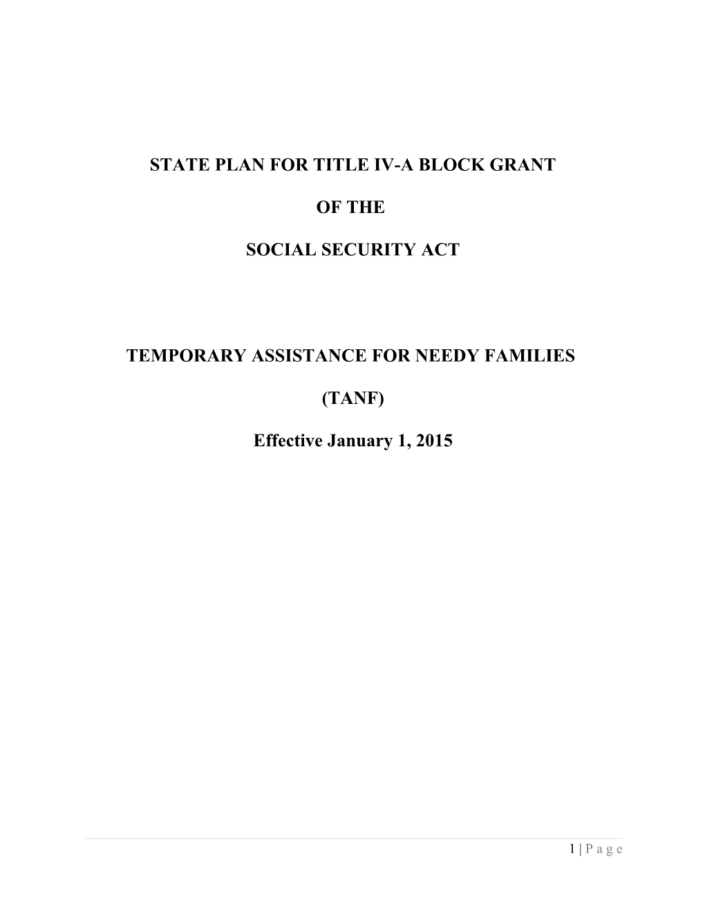 State Plan for Title Iv-A Block Grant