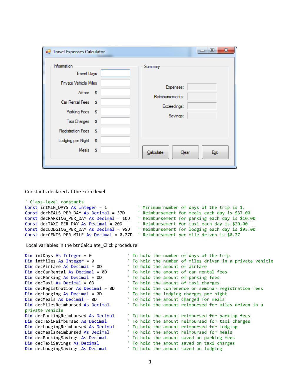 Programming Challenges #6 Travel Expenses