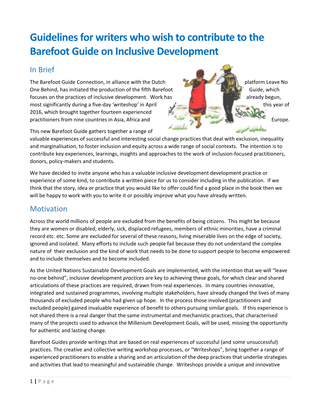 Guidelines for Writers Who Wish to Contribute to the Barefoot Guide on Inclusive Development