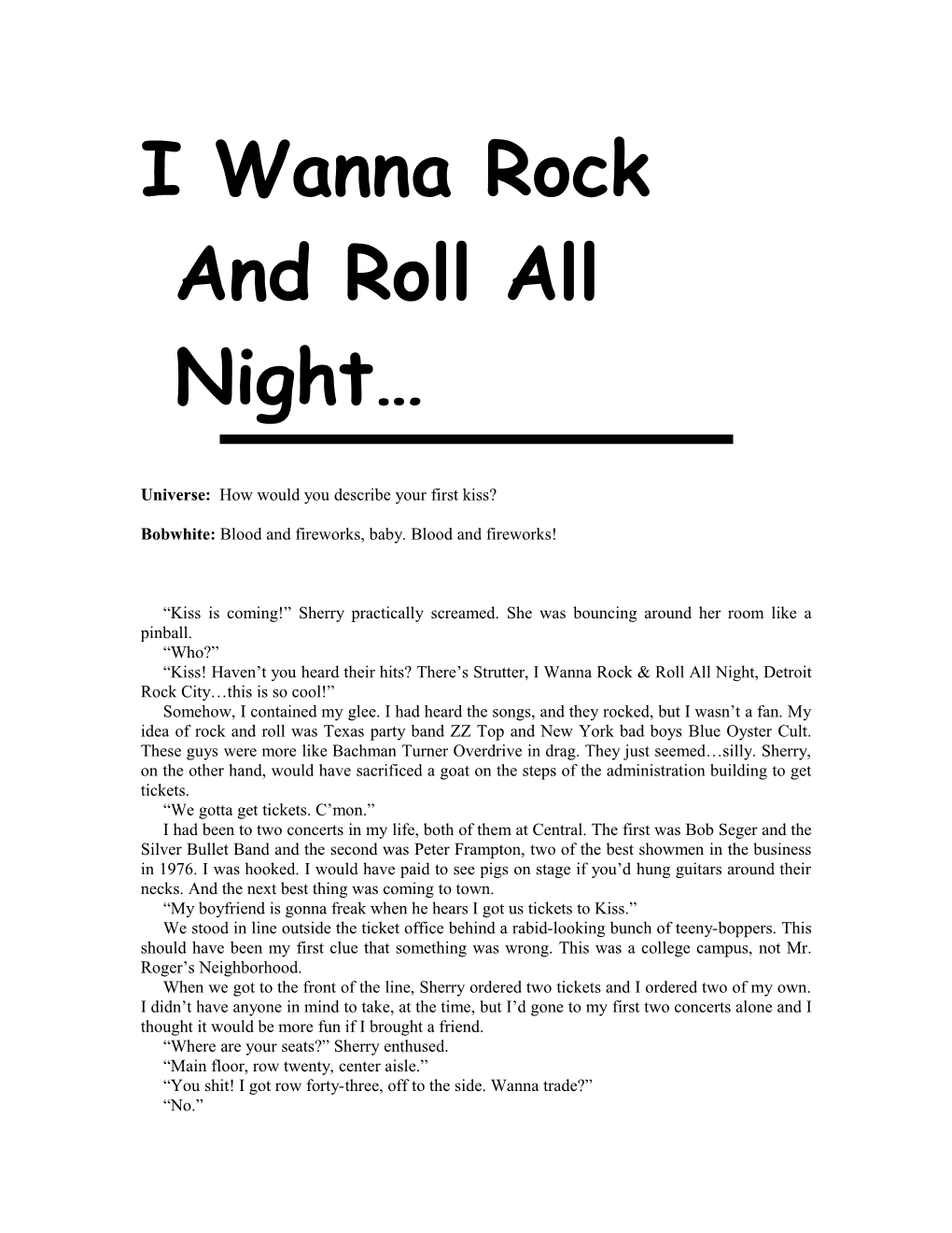 I Wanna Rock and Roll All Night