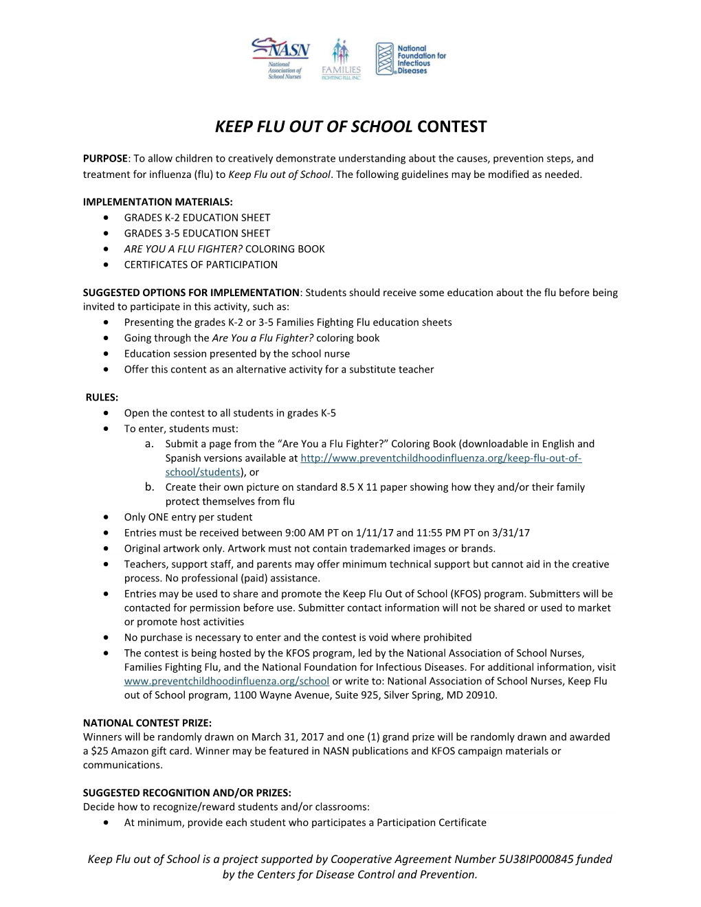 Keep Flu out of School Contest