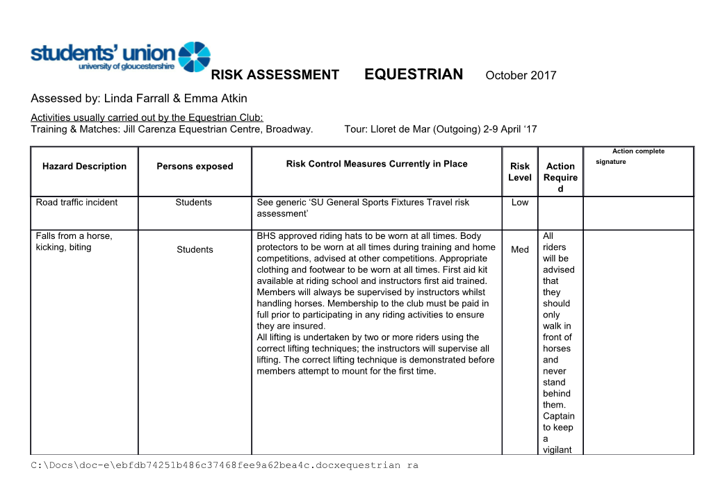 Assessed By: Linda Farrall & Emma Atkin