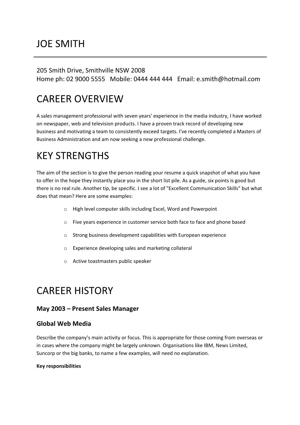 Career Overview