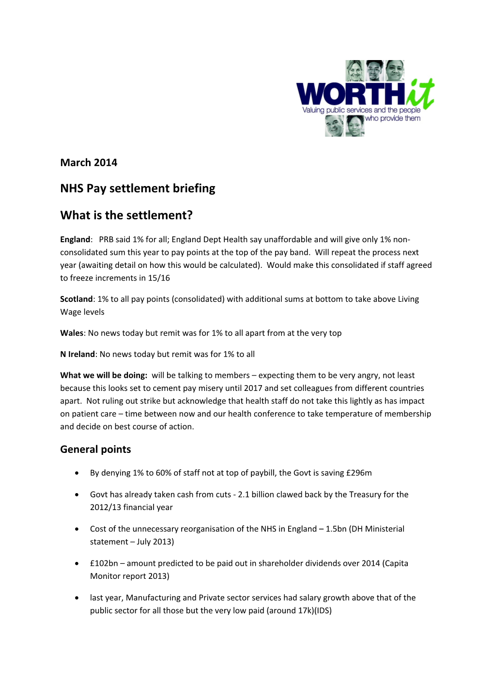 NHS Pay Settlement Briefing