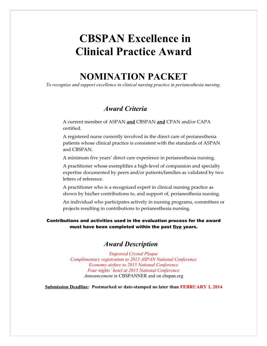 Excellence in Clinical Practice Award