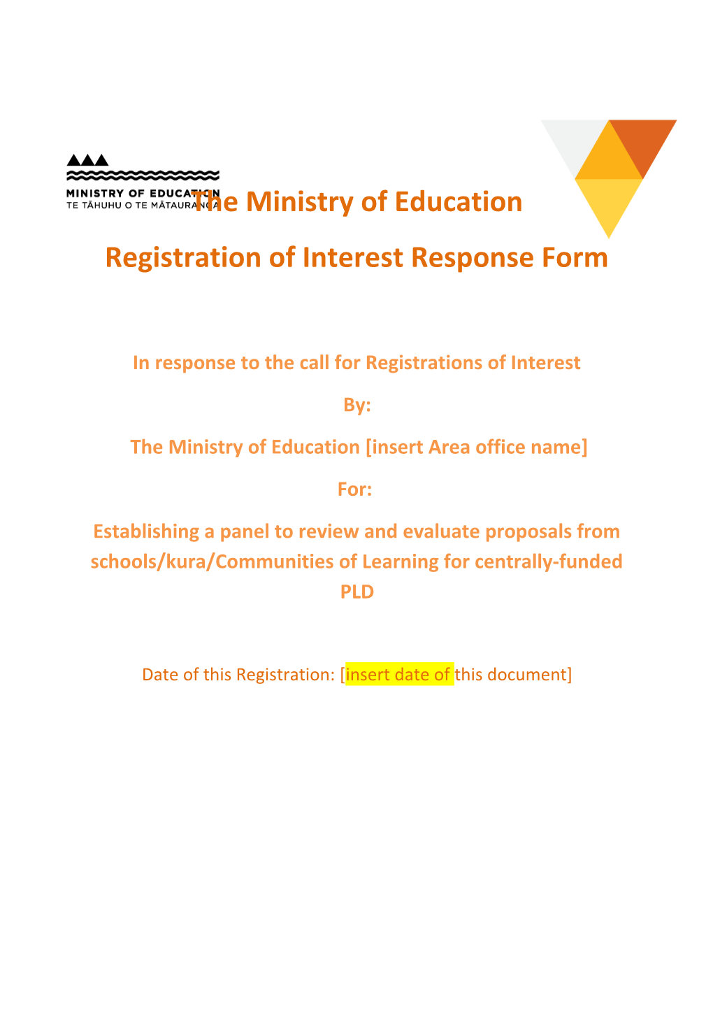 Registration of Interest Response Form