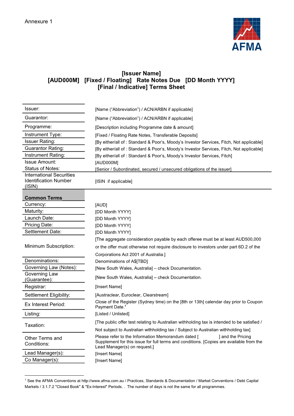 AUD000M Fixed / Floating Rate Notes Due DD Month YYYY