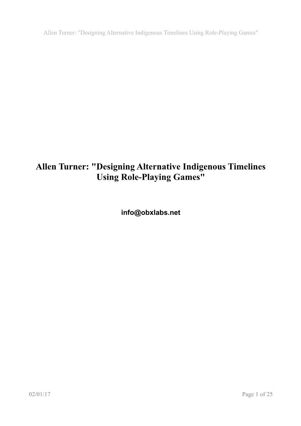 Allen Turner: Designing Alternative Indigenous Timelines Using Role-Playing Games