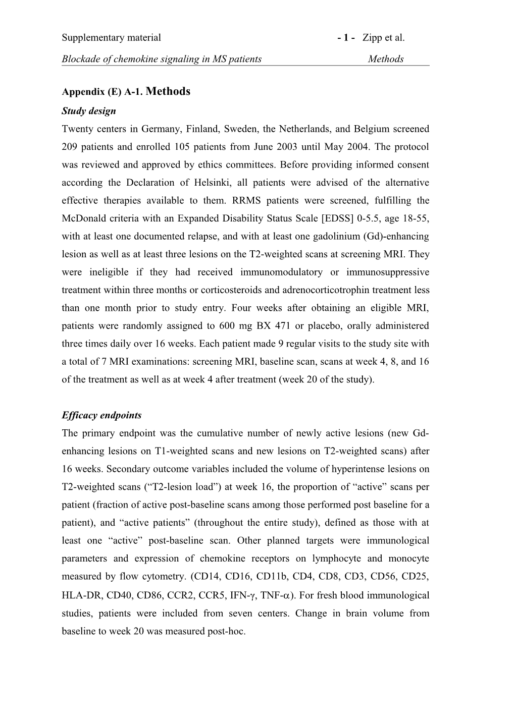 Blockade of Chemokine Signaling in Multiple Sclerosis Patients