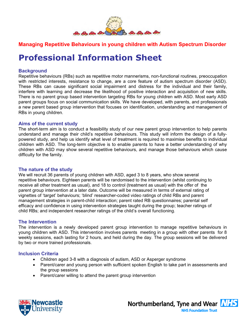 Professional Information Sheet