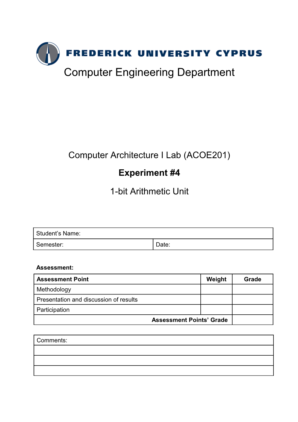 Computer Architecture Lab - ACOE201