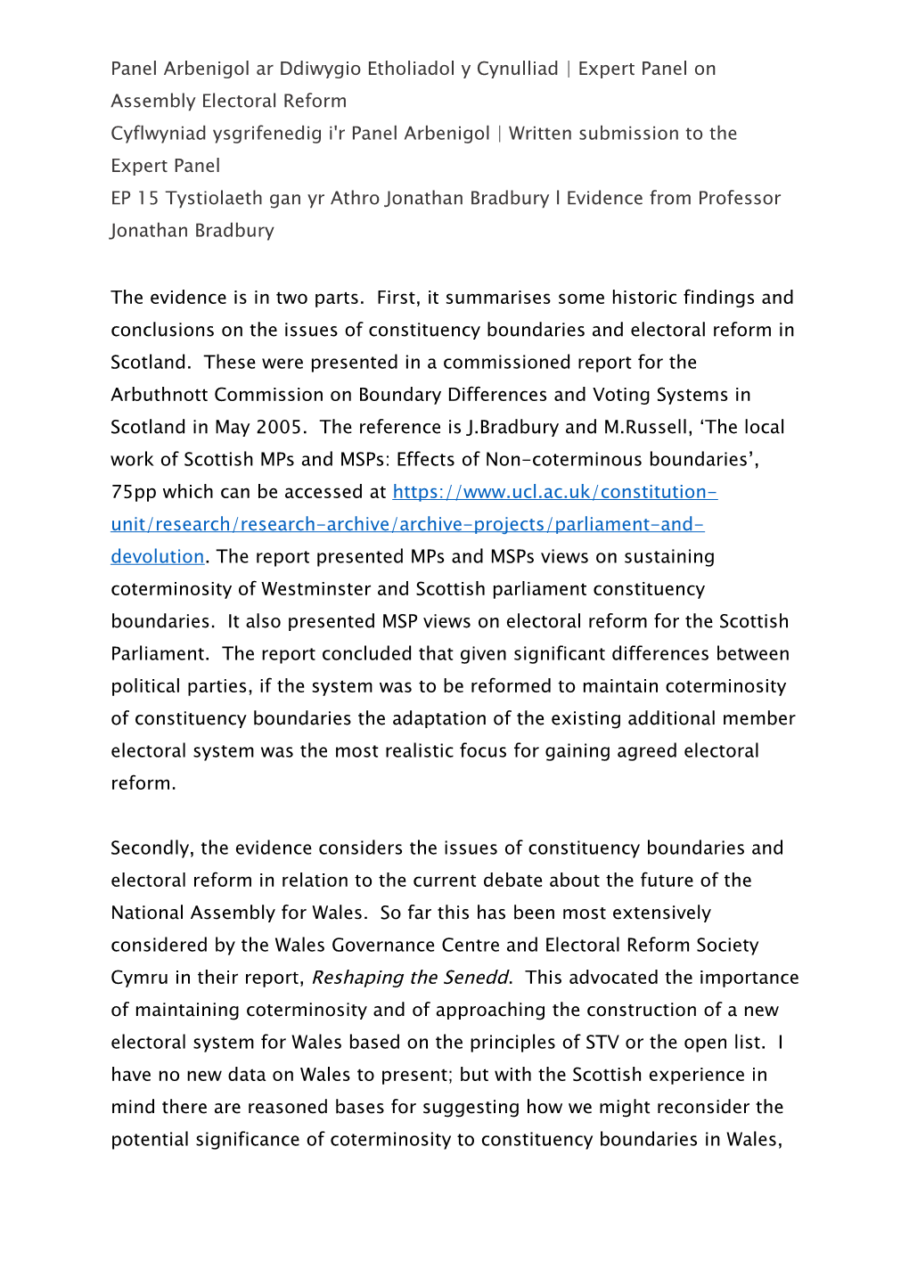 MP and MSP Attitudes to Coterminosity in the Early 2000S