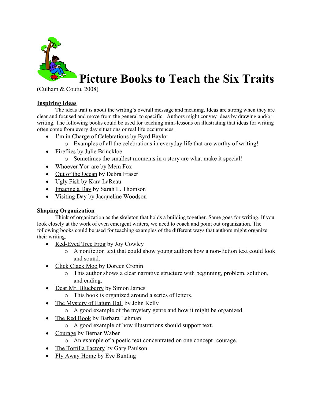 Picture Books to Teach the Six Traits