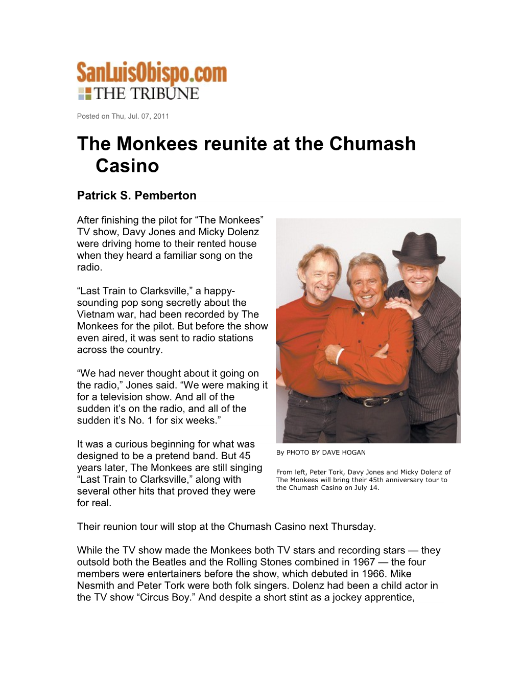 The Monkees Reunite at the Chumash Casino