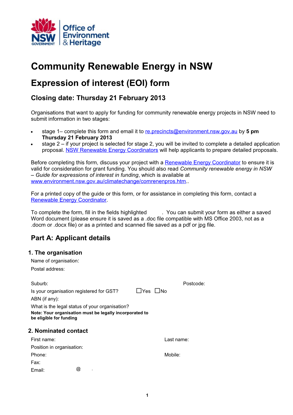 NSW Community Renewable Energy Grants Program