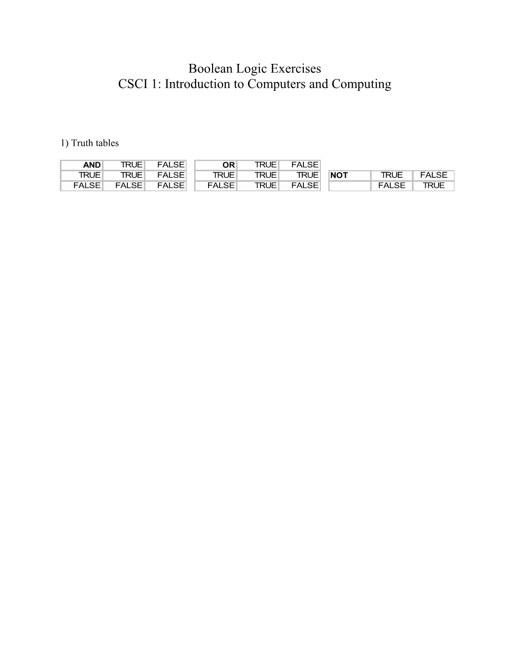 CSCI 1: Introduction to Computers and Computing